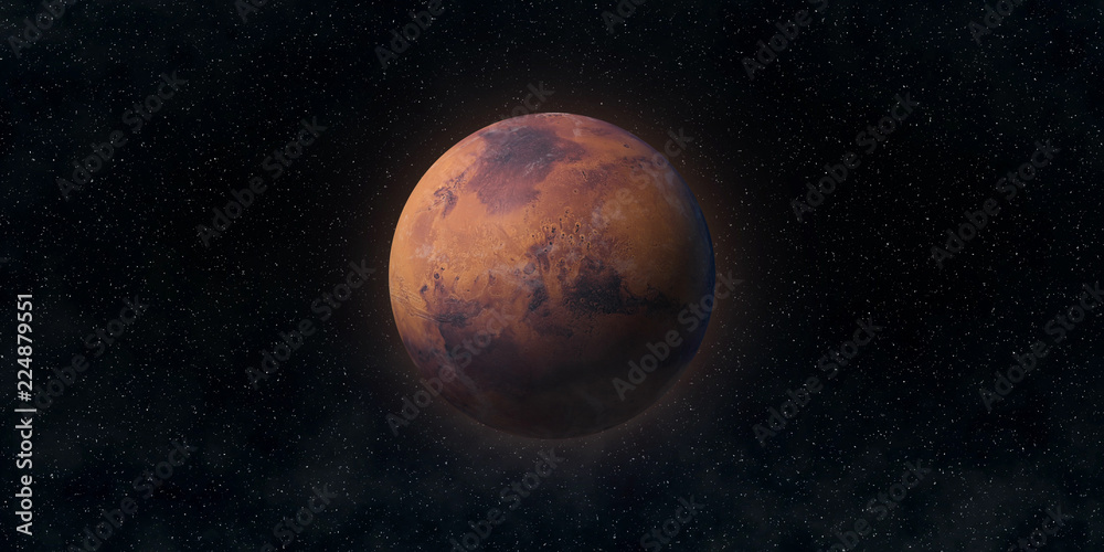 Wall mural red planet mars. astronomy and science concept. elements of this image furnished by nasa.
