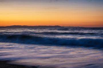 Fototapeta premium Early morning , dramatic sunrise over sea. Photographed in Asprovalta, Greece.
