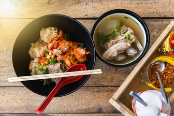 noodle Chinese Pork bone soup With condiments thailand