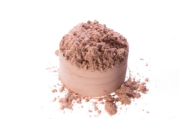 Pile of  pink  cosmetic clay isolated on white background