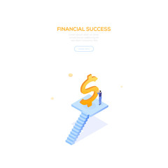 Financial success - modern isometric vector web banner