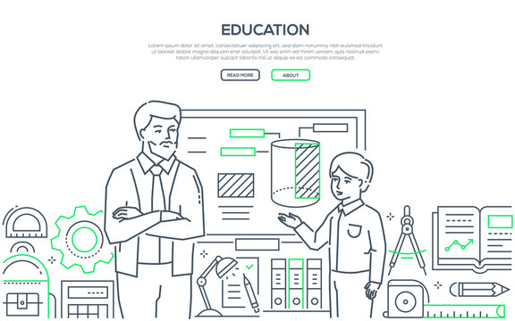 Education - modern colorful line design style banner