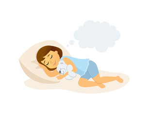 Sleeping girl - cartoon people character isolated illustration
