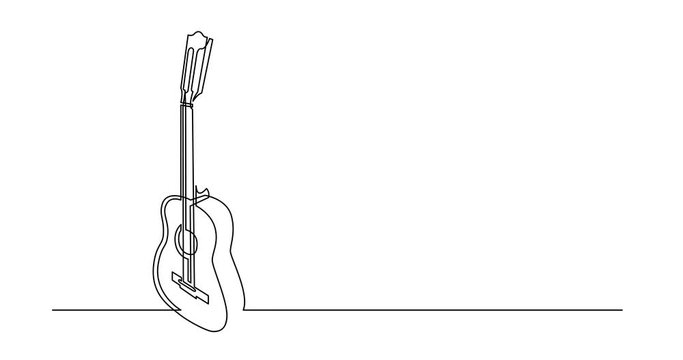 Animation of continuous line drawing of classical acoustic guitar