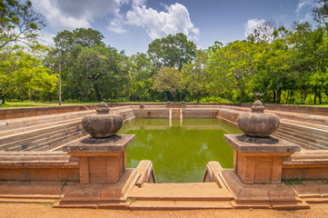 Twin Ponds (Kuttam Pokuna), Abhayagiri Complex, Anuradhapura, UNESCO World Heritage Site, Sri...