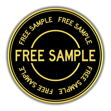 Gold and black color sticker in word free sample on white background
