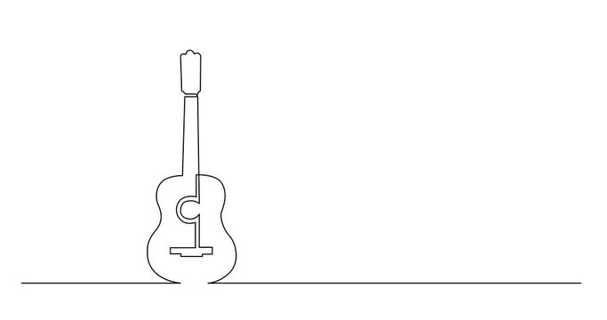 Animation of continuous line drawing of classical acoustic guitar