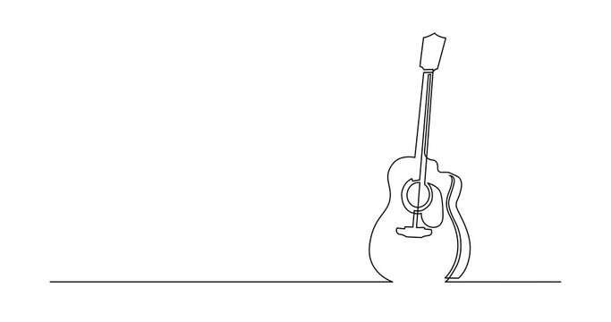Animation of continuous line drawing of acoustic guitar