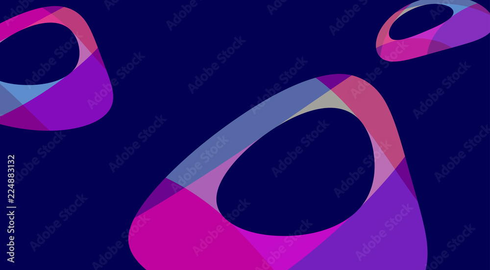 Poster color shapes on dark blue background. vector pattern