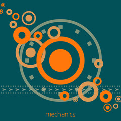 Mechanics. Abstract rotating components of mechanical unit. Simplified stylization. Vector