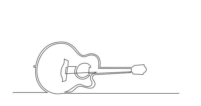 Animation of continuous line drawing of steel string acoustic guitar