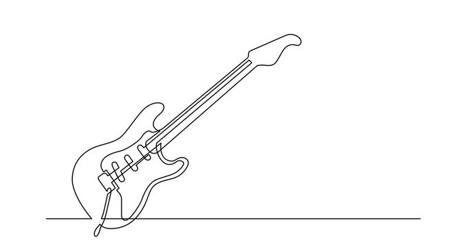 Animation of continuous line drawing of electric guitar with three single coil pickups and tremolo