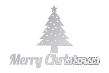 Felicitación de navidad con árbol de navidad plateado.