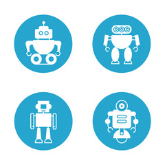 robot icons in round buttons