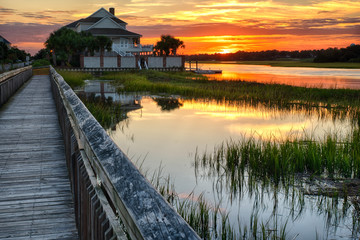 Fototapeta na wymiar Marsh House Sunset