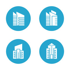 building and tower icons in blue buttons
