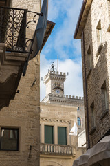 Fototapeta na wymiar Roads and buildings of San Marino Rimini