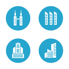 building and tower icons in blue buttons