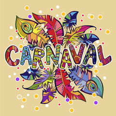carnival logo whith feathers
