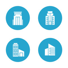 building and tower icons in blue buttons