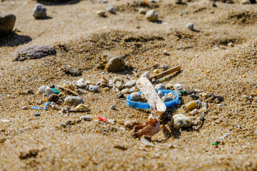 Plastic and general garbage on the beach.