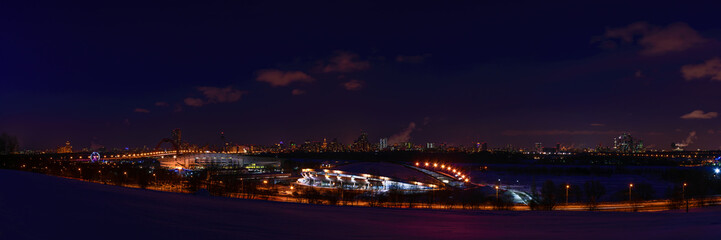 Fototapeta na wymiar Winter panorama at night