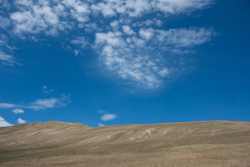 Barren foothills landscape in Antelope Island State Park, near Salt Lake City, UTAH, with lots of copyspace