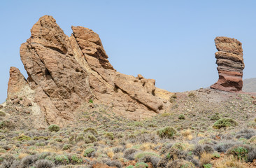 Fototapeta premium rock formation in the mountain landscape teide national park, tenerife