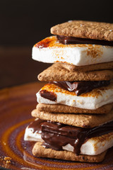homemade marshmallow s'mores with chocolate on crackers