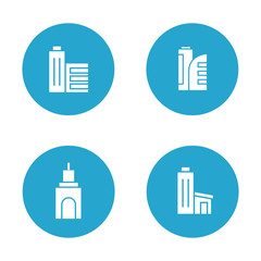 building and tower icons in blue buttons