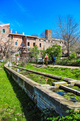 Fototapeta premium The Caffarella park in the city of Rome, Appia Antica, Almone river