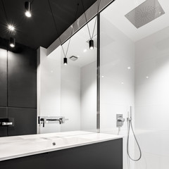 Bathroom with countertop basin - obrazy, fototapety, plakaty