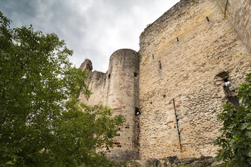 Tower, and walls, of Castle of Najac, Averyron, France