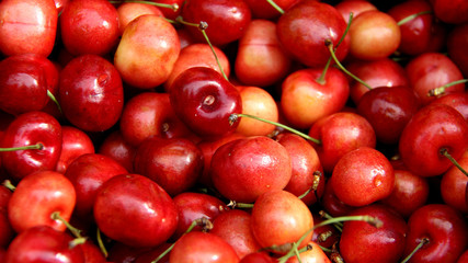 Fresh Sweet Cherry In Local Fruits Market In Germany