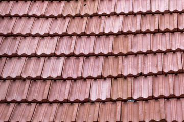 Front shoot of roof tile under rainy sky