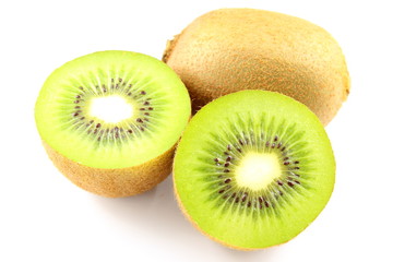 fresh green kiwi fruits isolated on a white background