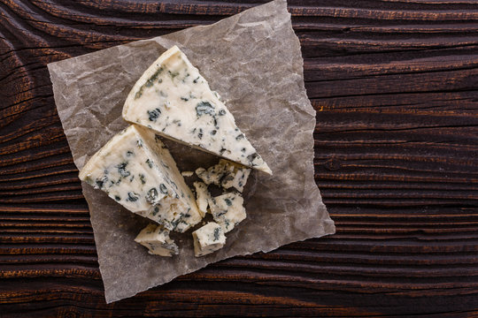 Delicious Blue Cheese On Wooden Rustic Background