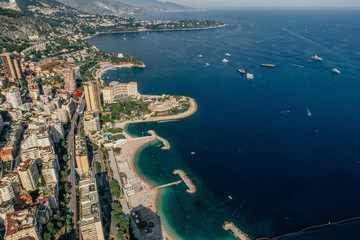 Yachts in port Monaco Monte-Carlo city riviera Drone summer photo