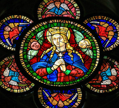 Mother Mary - Stained Glass in Leon Cathedral, Spain