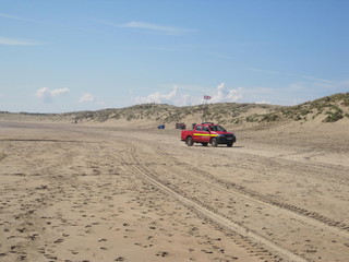 Pickup truck on the beach
