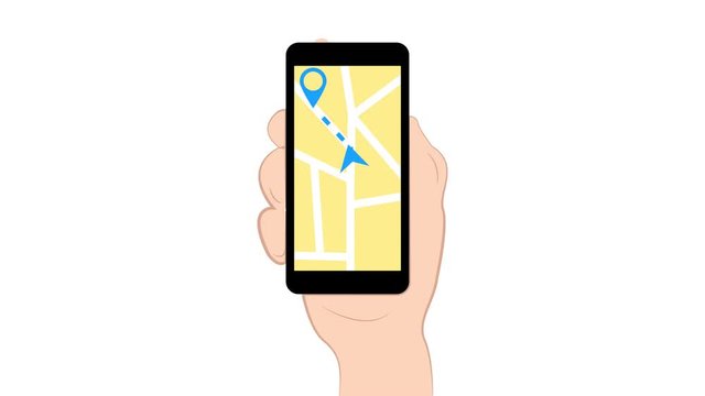 
Phone with maps navigation on hand - 4K video