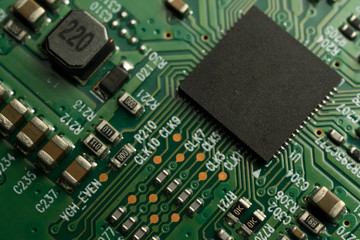 A complex PCB mounted board with surface mount electronic parts