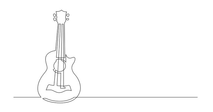 Animation of continuous line drawing of soprano ukulele guitar
