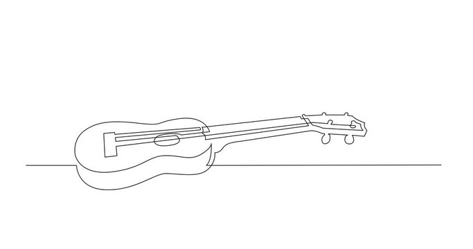 Animation of continuous line drawing of ukulele guitar