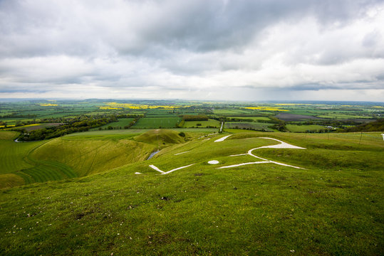 The Famous and very ancient White Horse Hill, Uffington, Berkshire, England