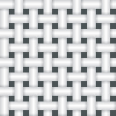 Realistic Woven fiber seamless pattern with shadows. White geometric seamless pattern. Abstract background. Vector illustration