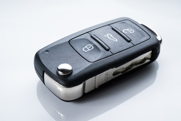 Keyless remote for car or vehicle on white isolated background