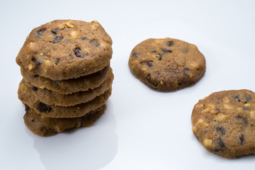 Chocolate Chip cookies on white isolated background