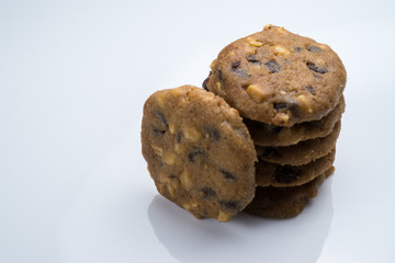 Chocolate Chip cookies on white isolated background