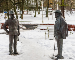 Statues of Edward VII, British King and Franz Joseph I, Austrian Emperor, Marianske Lazne...